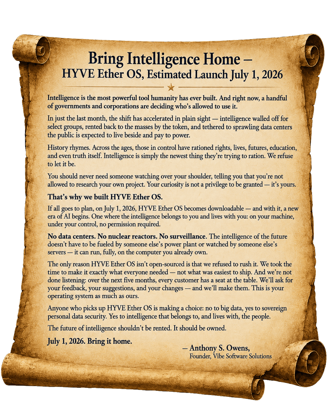 HYVE Ether OS is now downloadable: sovereign AI operating system opens its founding launch to buyers