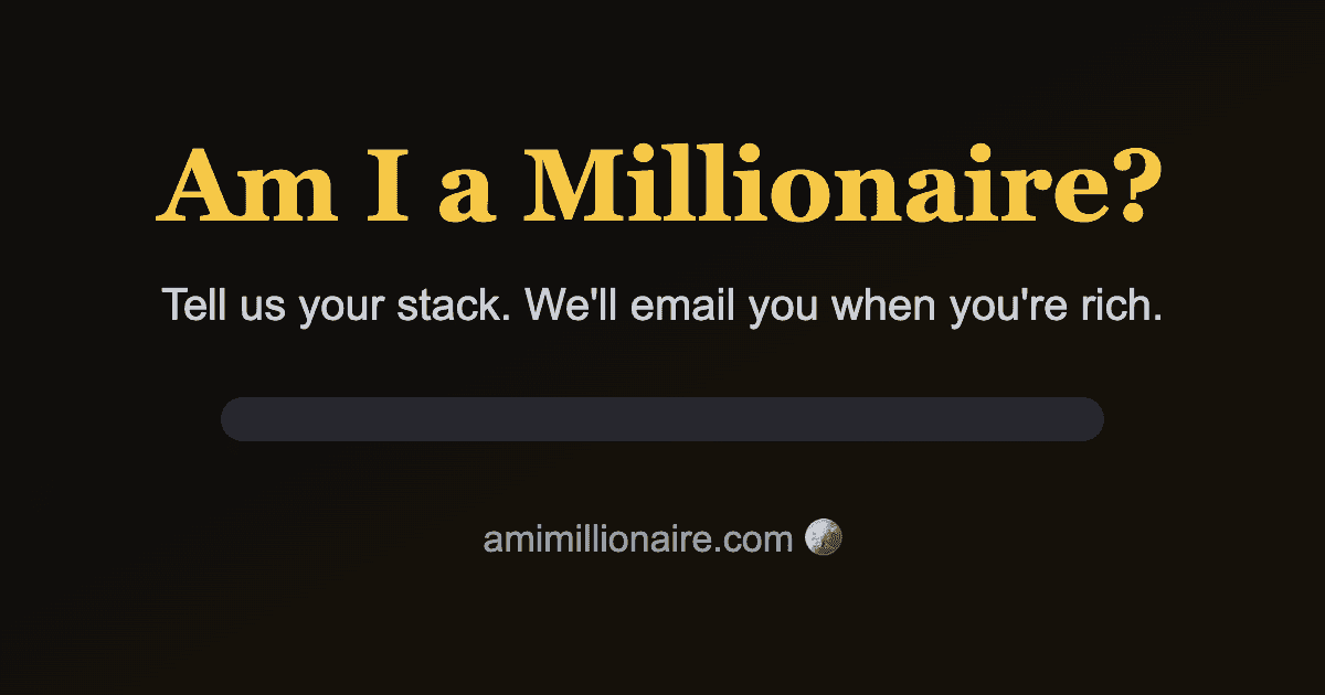 amimillionaire.com emails you when your Bitcoin hits $1M