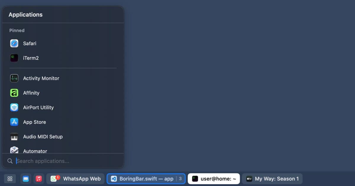 boringBar brings taskbar simplicity to macOS docks