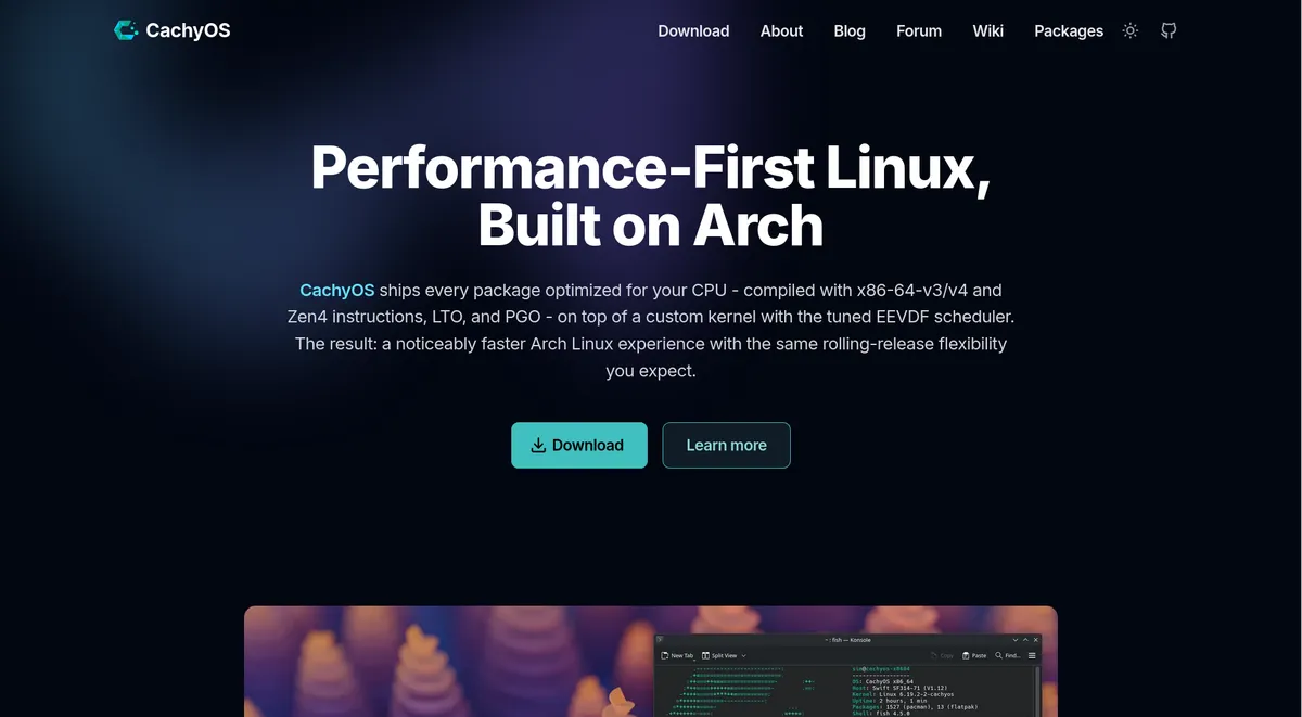 CachyOS June 2026 release brings performance tuning and system improvements