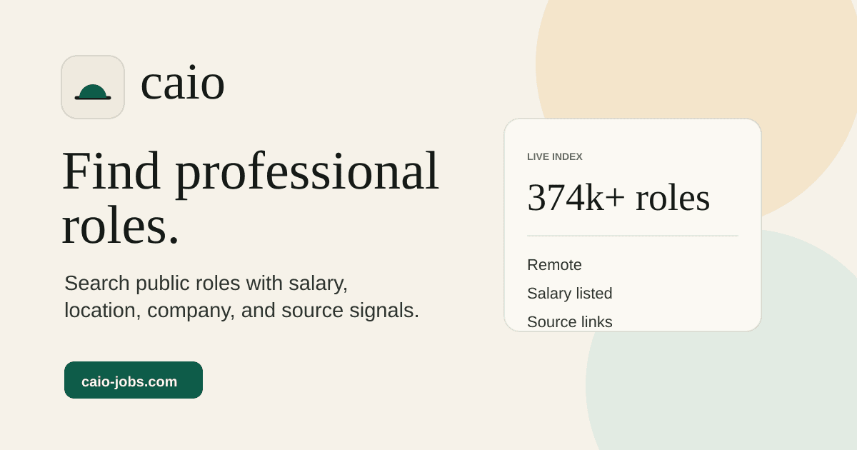 Caio indexes 500k+ tech jobs with a focus on search clarity