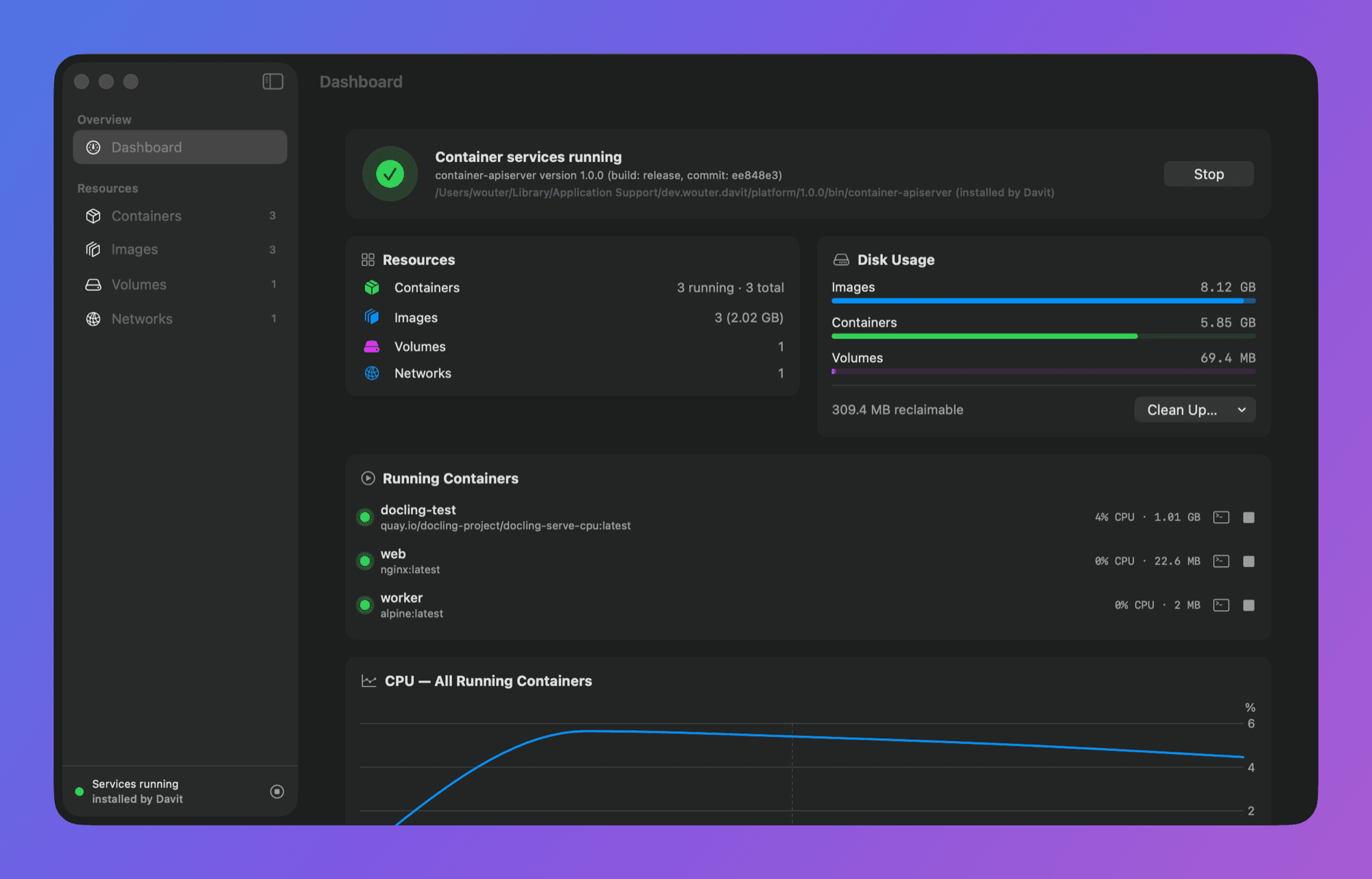 Davit brings a native UI to managing Docker containers on macOS