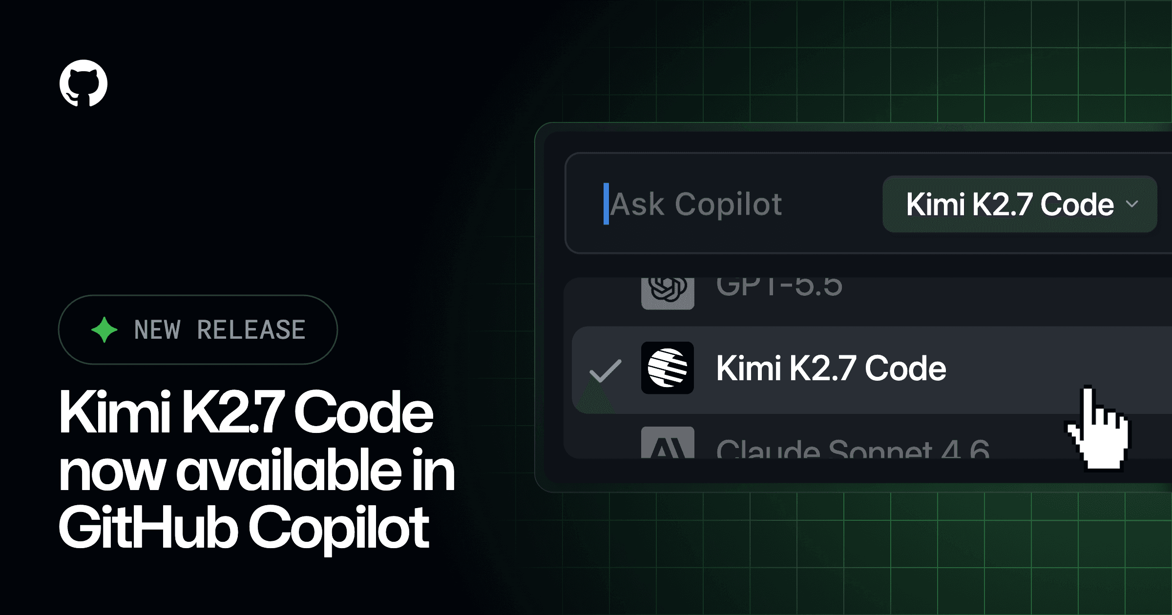 Kimi K2.7 Code now available in GitHub Copilot
