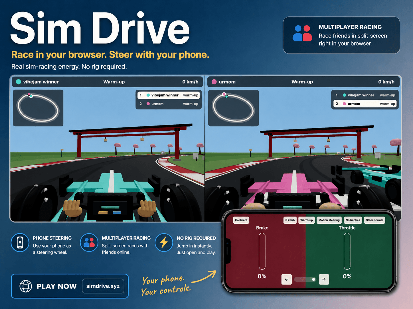 SimDrive uses your phone as a racing wheel for a browser game